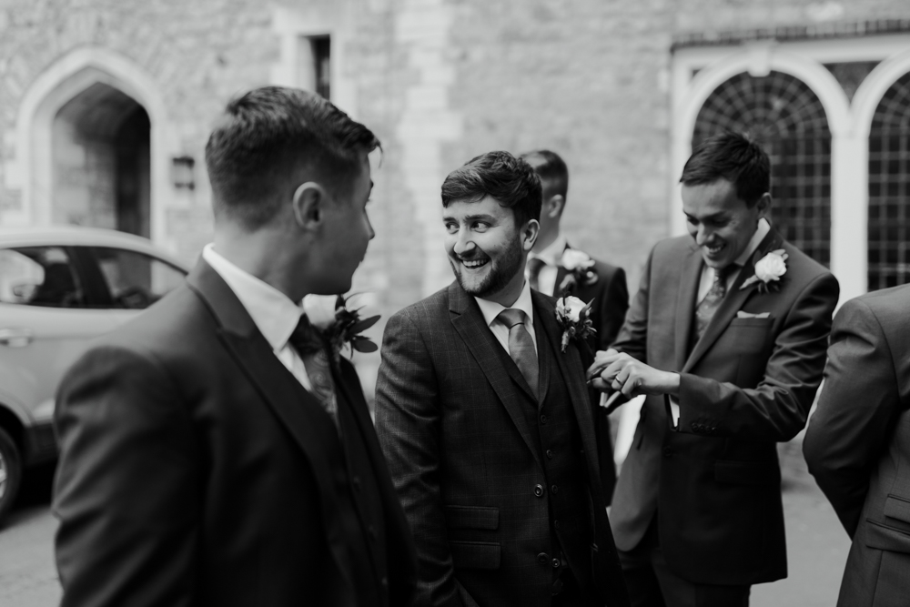 farnham castle weddings groom and groomsmen prep
