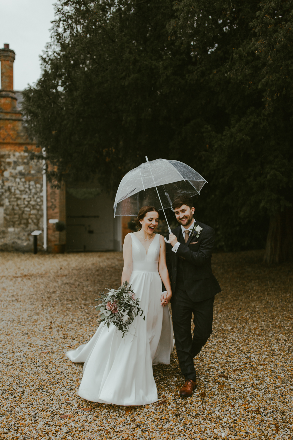 farnham castle weddings bride and groom winter wedding