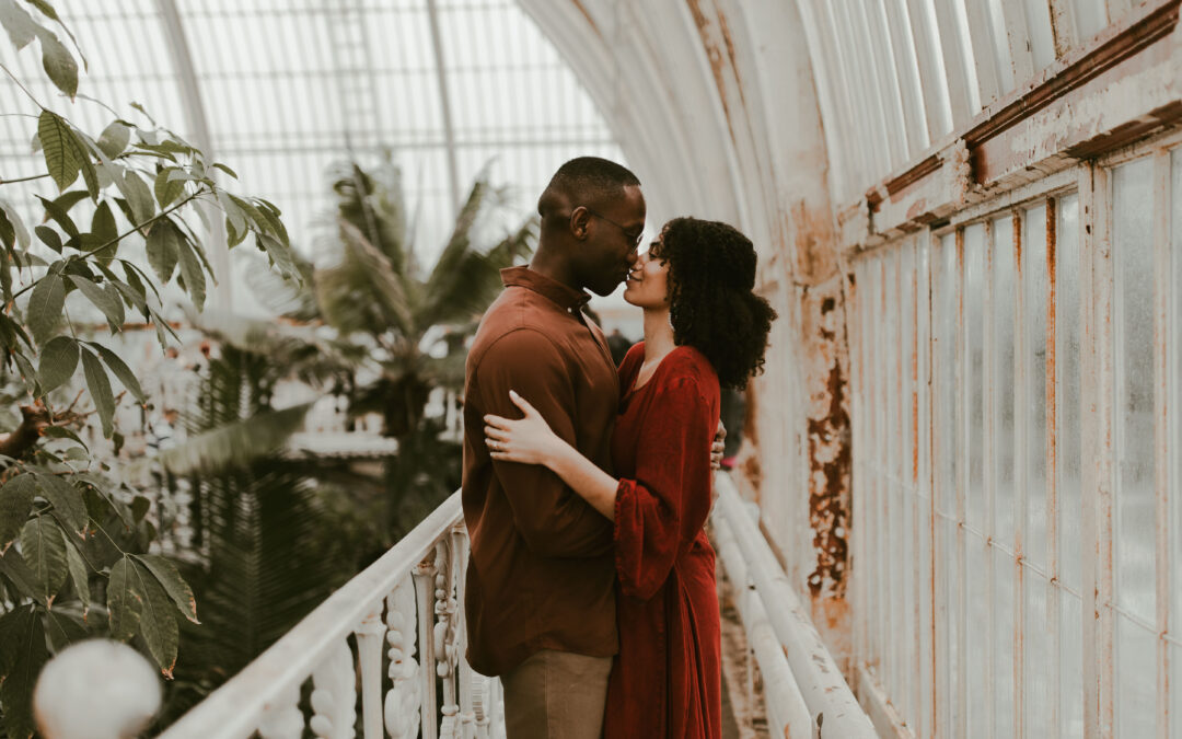 London Pre Wedding Shoot in a Victorian Botanical Greenhouse